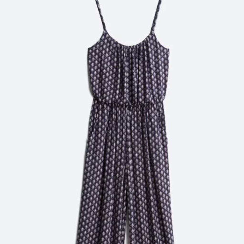 Kaileigh Midnight Blue And White Knit Jumpsuit